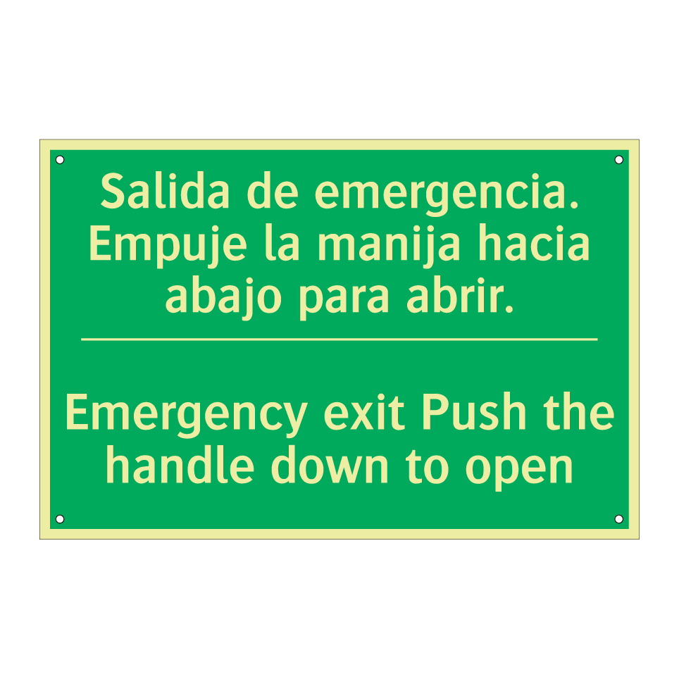 Salida de emergencia. Empuje /.../ - Emergency exit Push the /.../