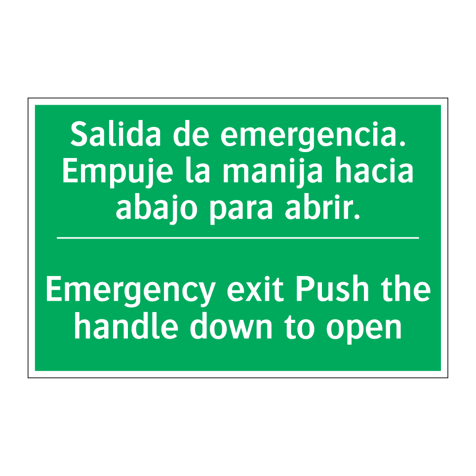 Salida de emergencia. Empuje /.../ - Emergency exit Push the /.../