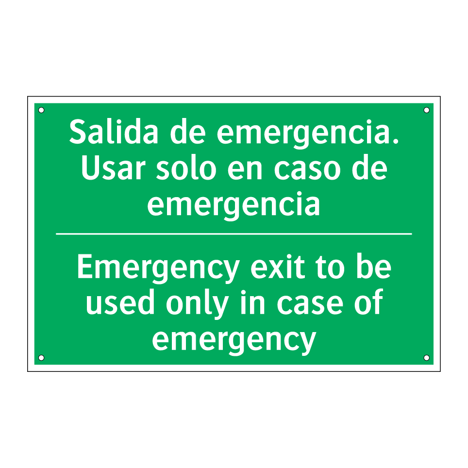 Salida de emergencia. Usar /.../ - Emergency exit to be used /.../