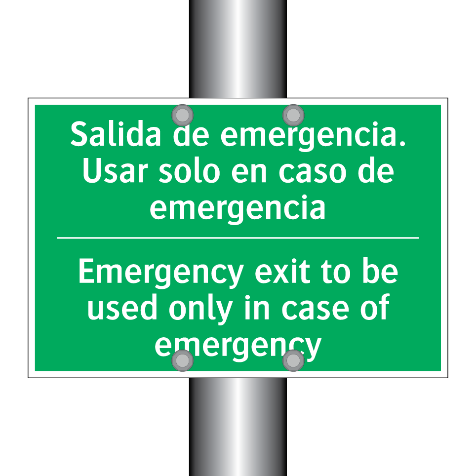 Salida de emergencia. Usar /.../ - Emergency exit to be used /.../