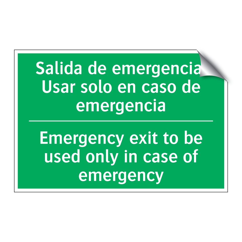 Salida de emergencia. Usar /.../ - Emergency exit to be used /.../