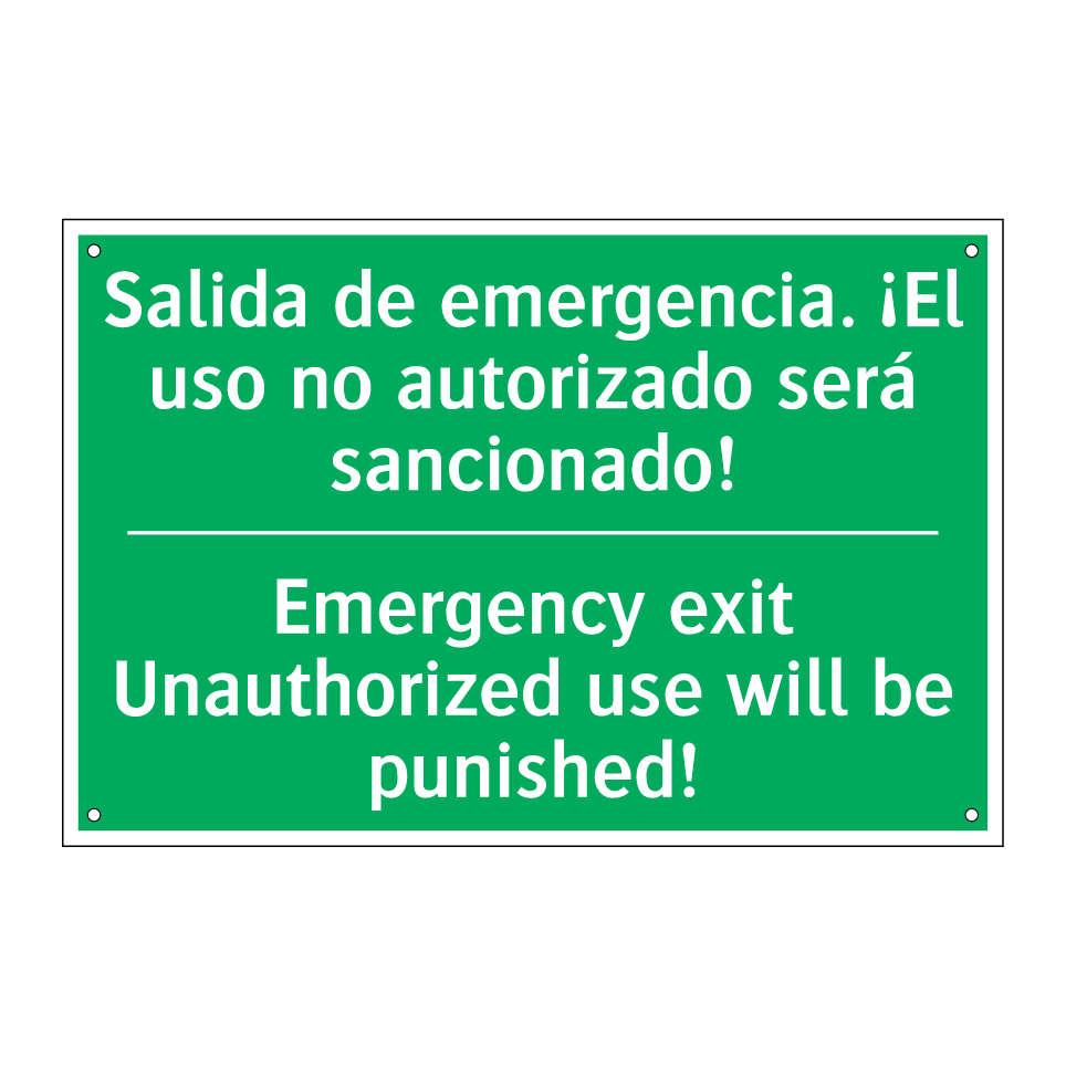 Salida de emergencia. ¡El uso /.../ - Emergency exit Unauthorized /.../