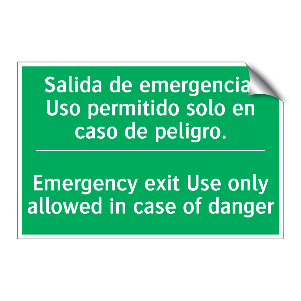 Salida de emergencia. Uso /.../ - Emergency exit Use only /.../
