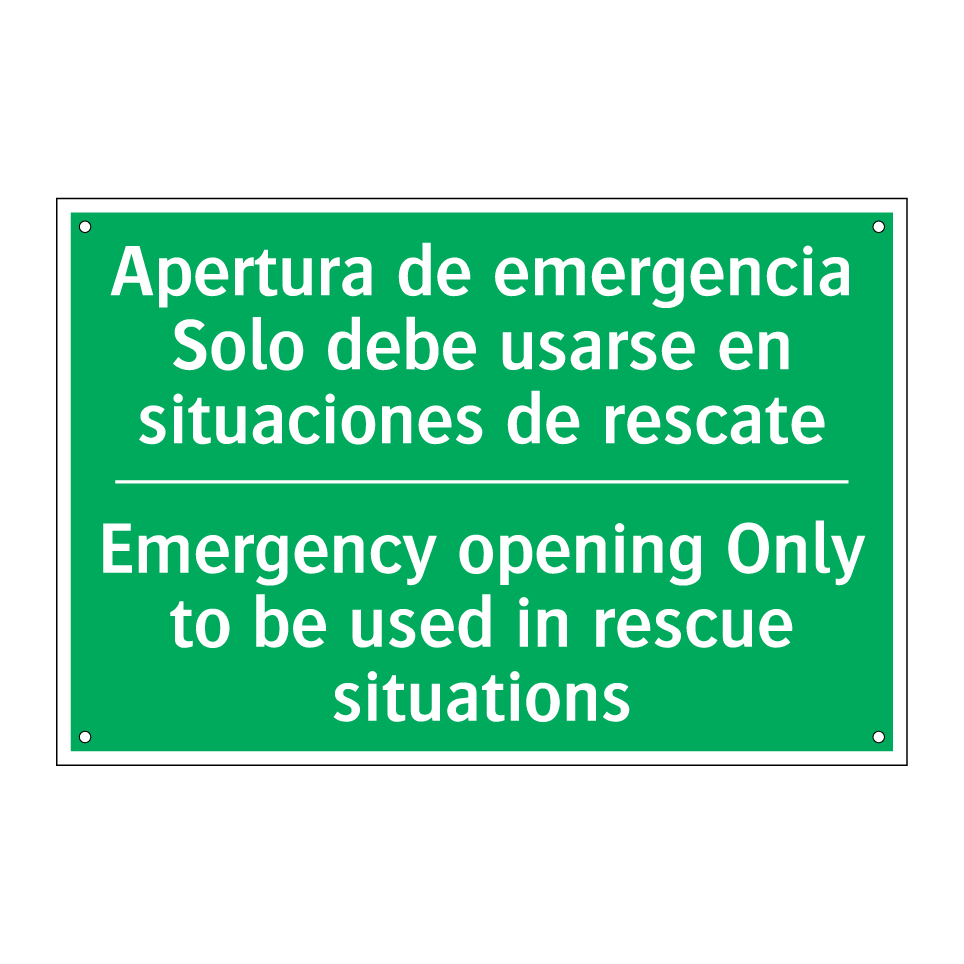 Apertura de emergencia /.../ - Emergency opening Only to be /.../