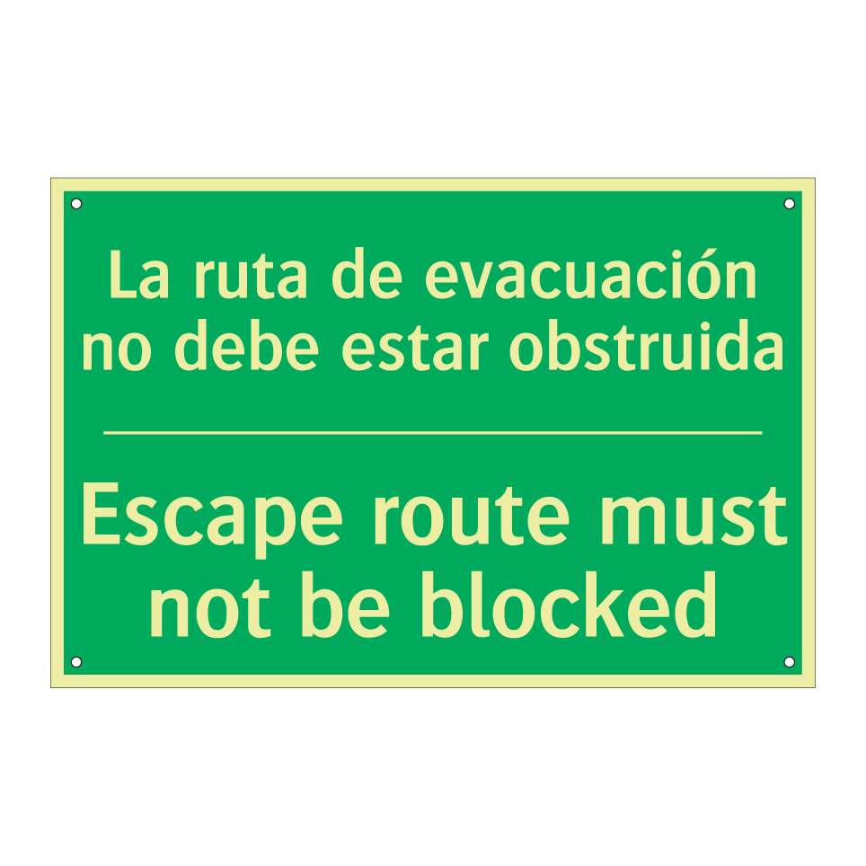 La ruta de evacuación no debe /.../ - Escape route must not be /.../