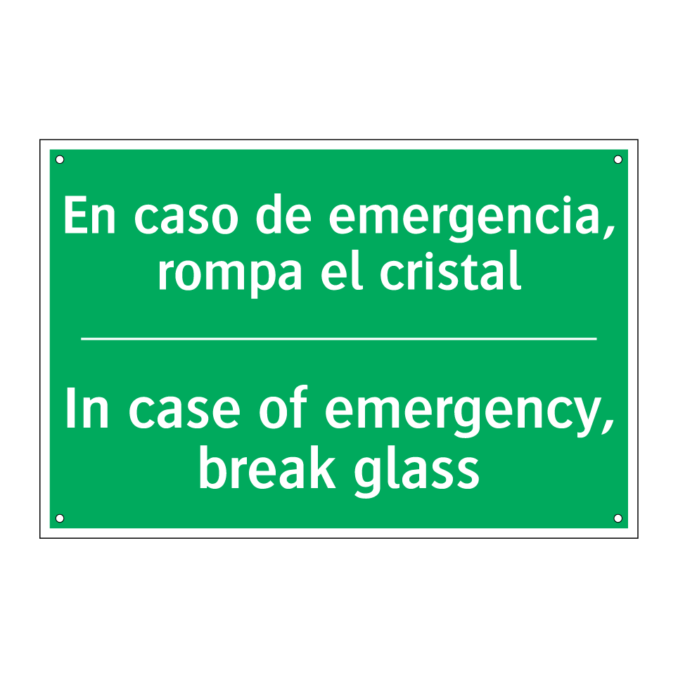 En caso de emergencia, rompa /.../ - In case of emergency, break /.../