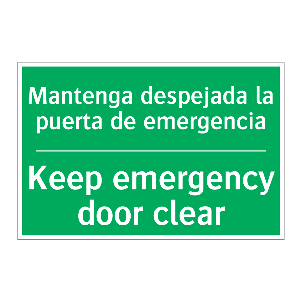Mantenga despejada la puerta /.../ - Keep emergency door clear