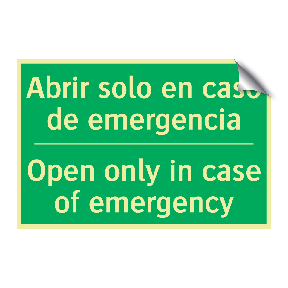 Abrir solo en caso de /.../ - Open only in case of emergency
