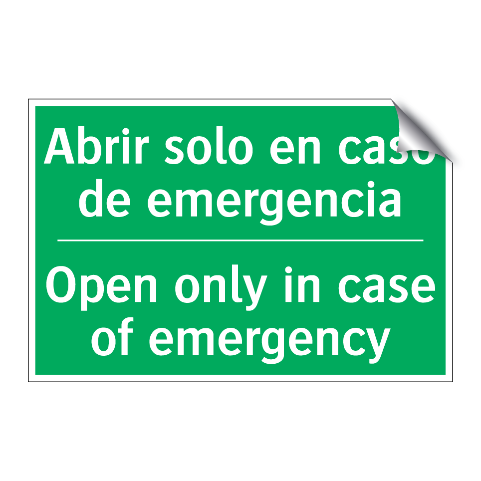 Abrir solo en caso de /.../ - Open only in case of emergency