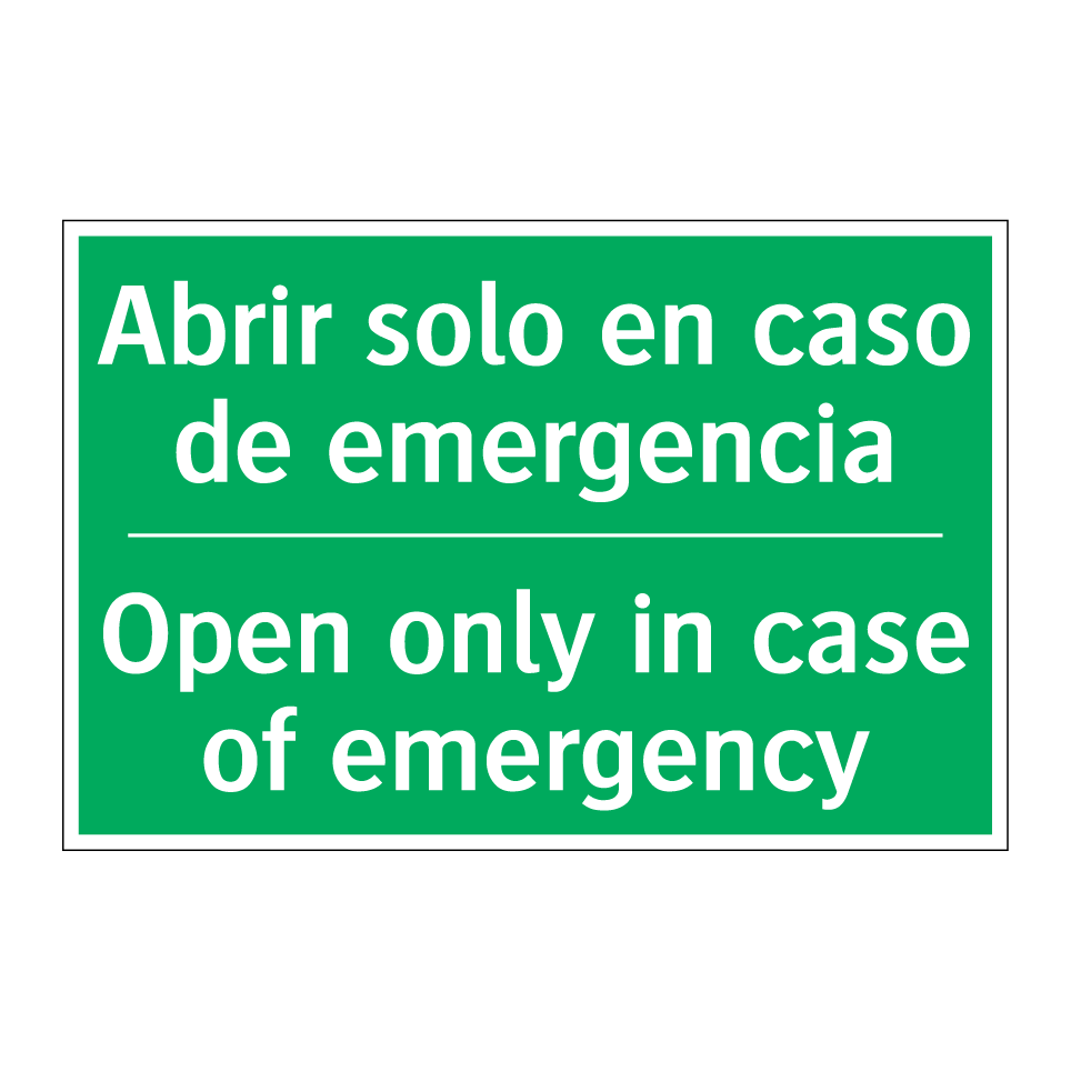 Abrir solo en caso de /.../ - Open only in case of emergency