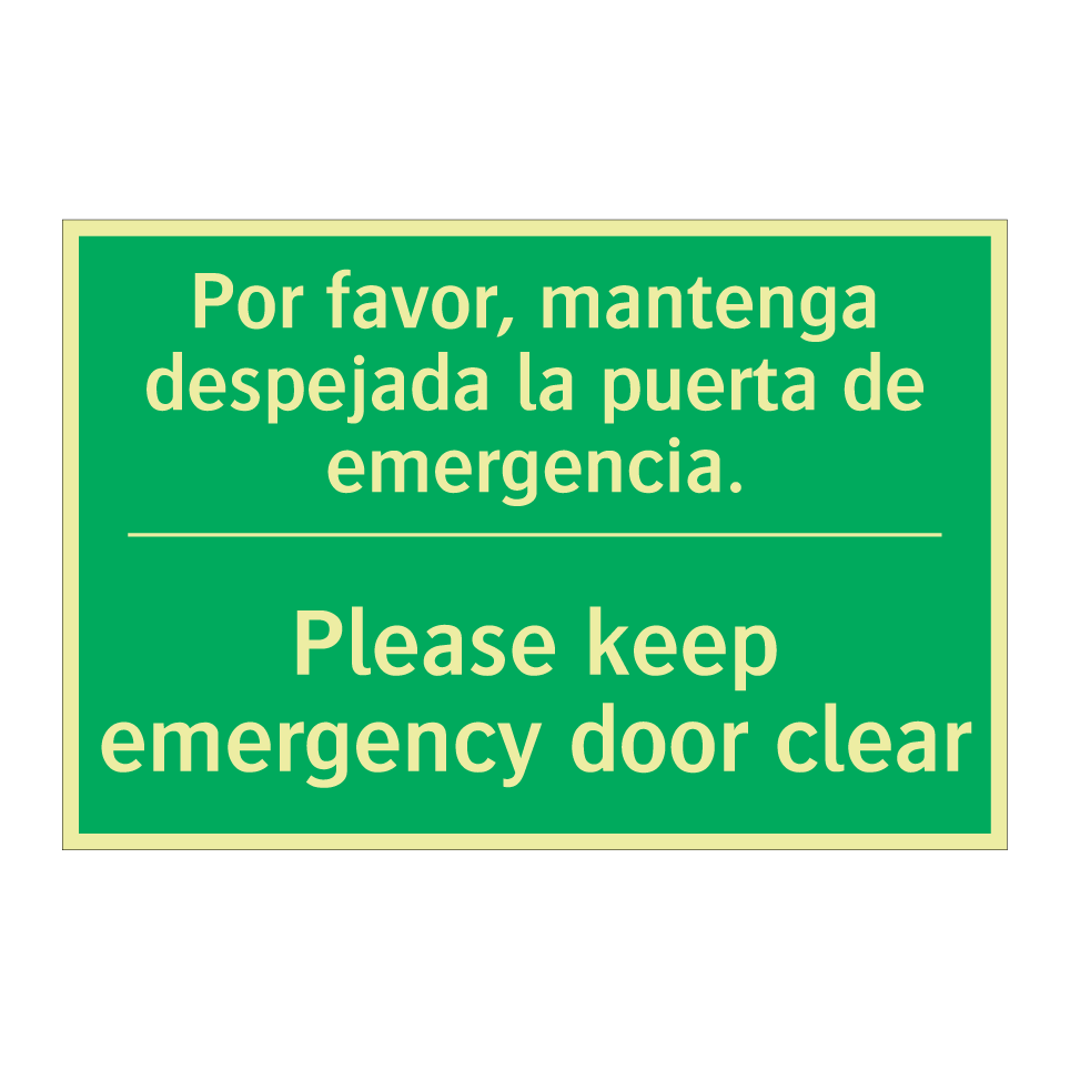 Por favor, mantenga despejada /.../ - Please keep emergency door /.../