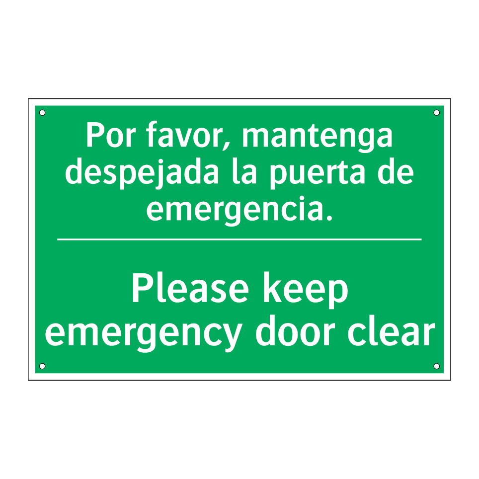 Por favor, mantenga despejada /.../ - Please keep emergency door /.../