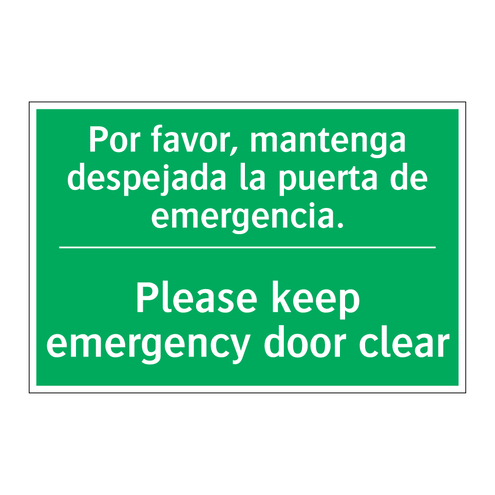 Por favor, mantenga despejada /.../ - Please keep emergency door /.../