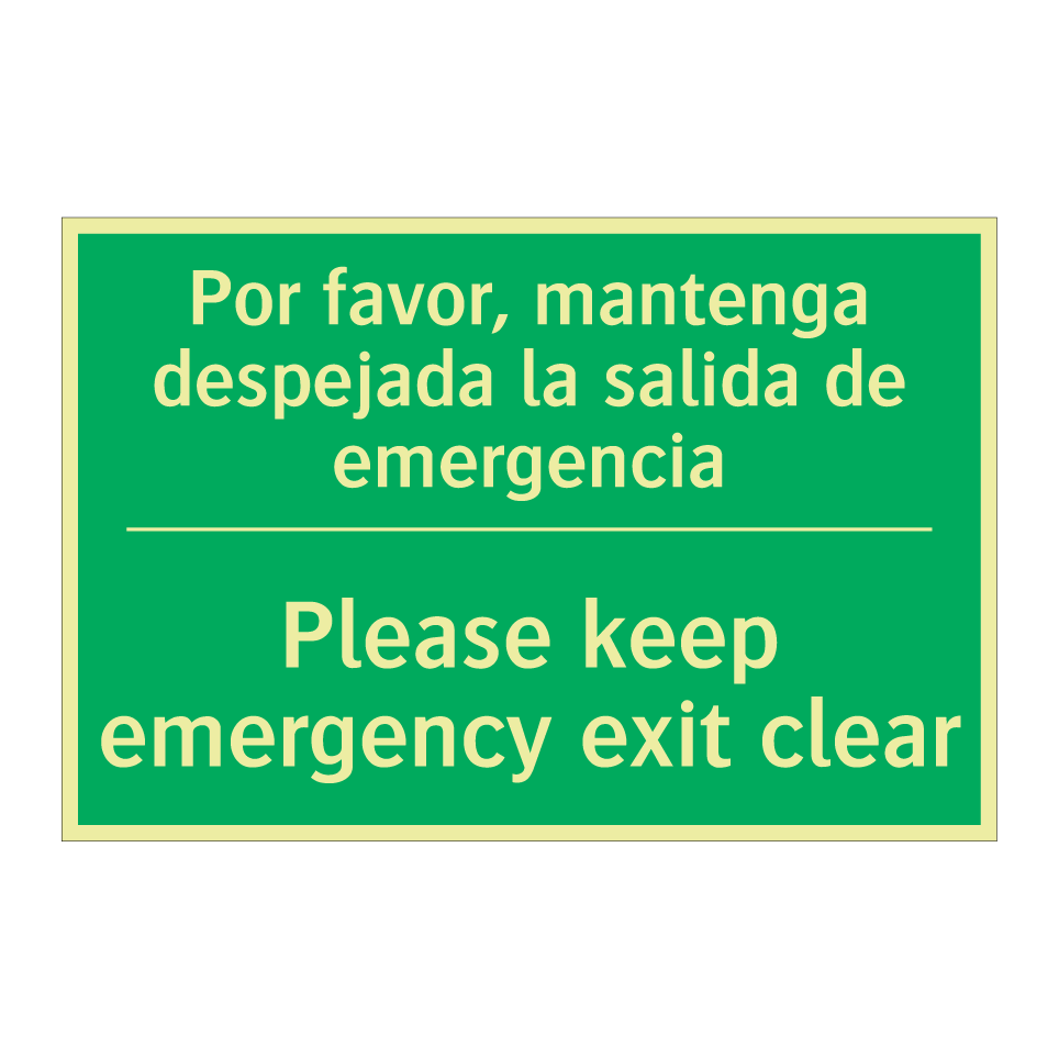 Por favor, mantenga despejada /.../ - Please keep emergency exit /.../