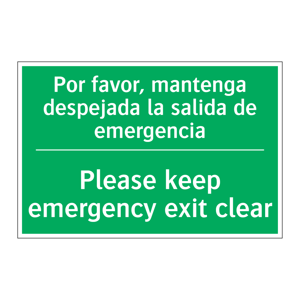 Por favor, mantenga despejada /.../ - Please keep emergency exit /.../