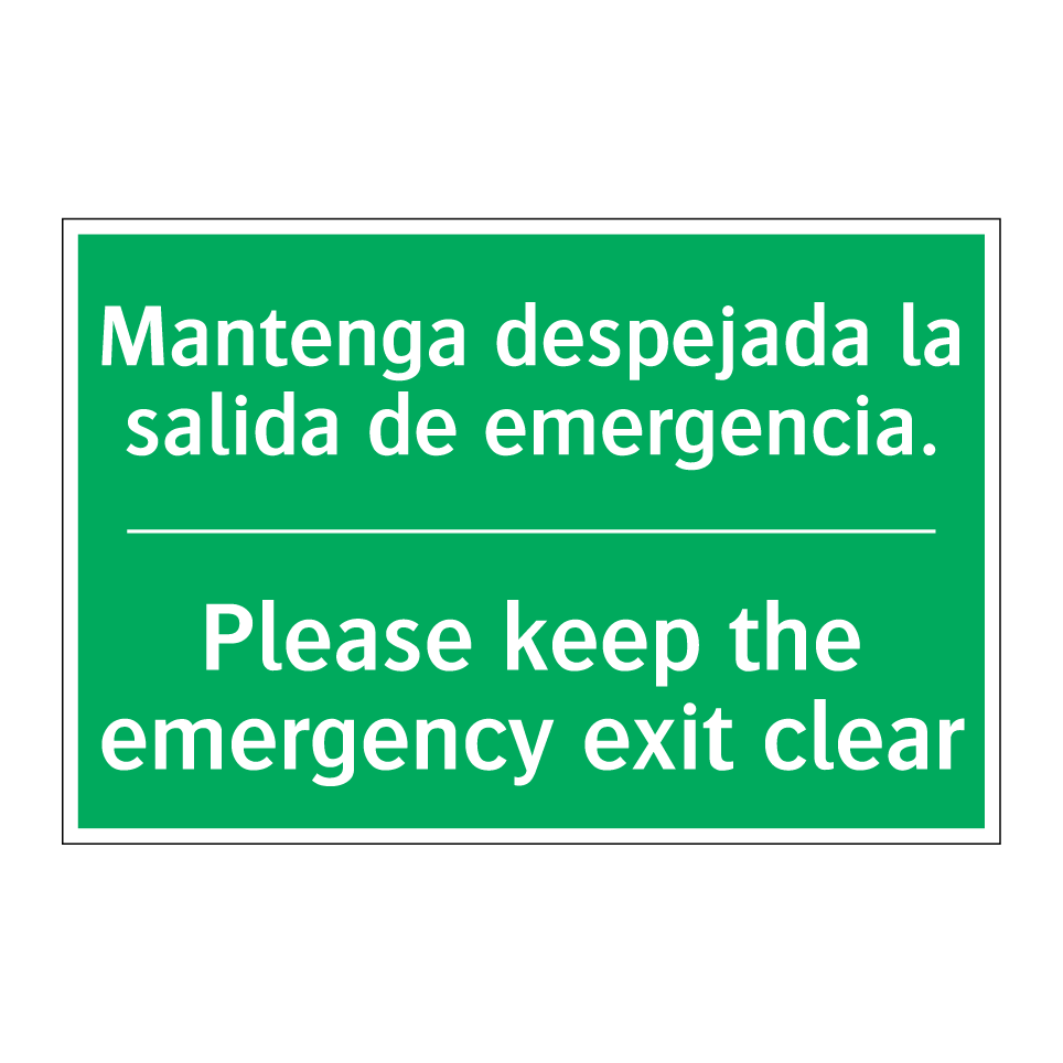 Mantenga despejada la salida /.../ - Please keep the emergency /.../
