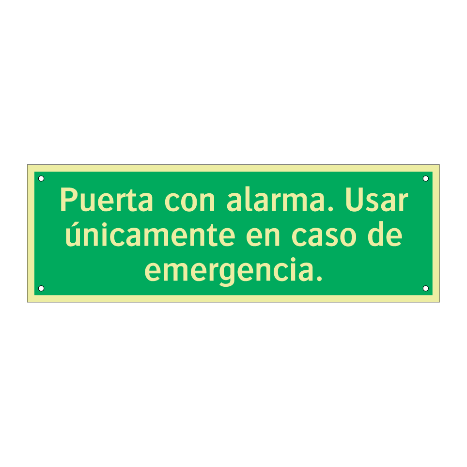 Puerta con alarma. Usar únicamente en caso de emergencia.