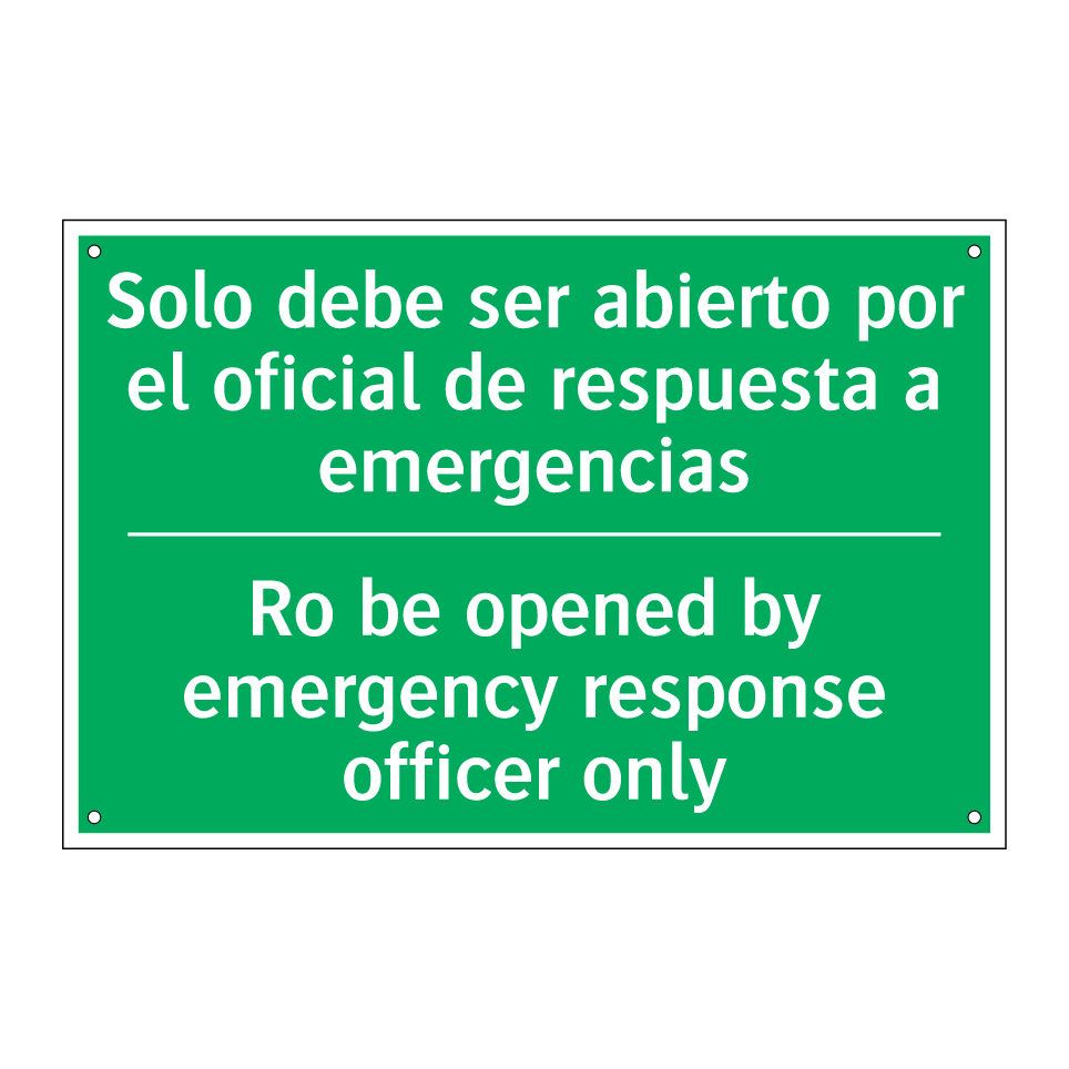 Solo debe ser abierto por el /.../ - Ro be opened by emergency /.../