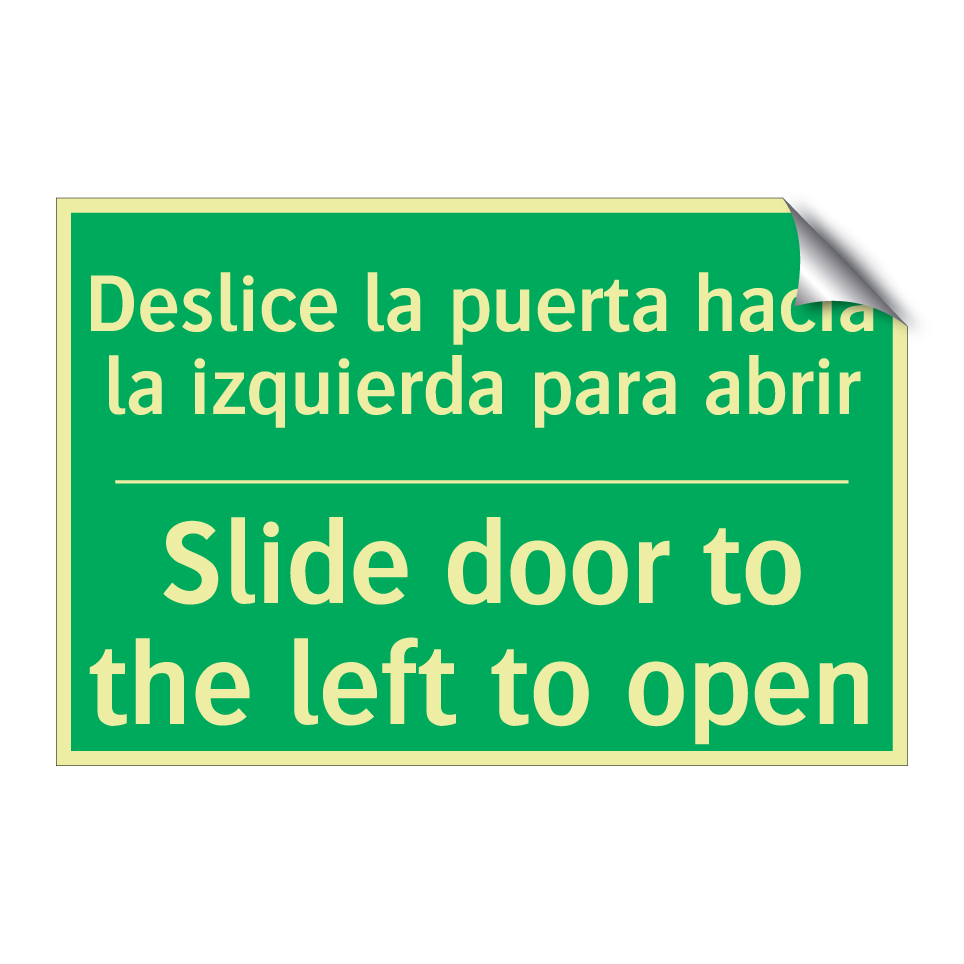 Deslice la puerta hacia la /.../ - Slide door to the left to open