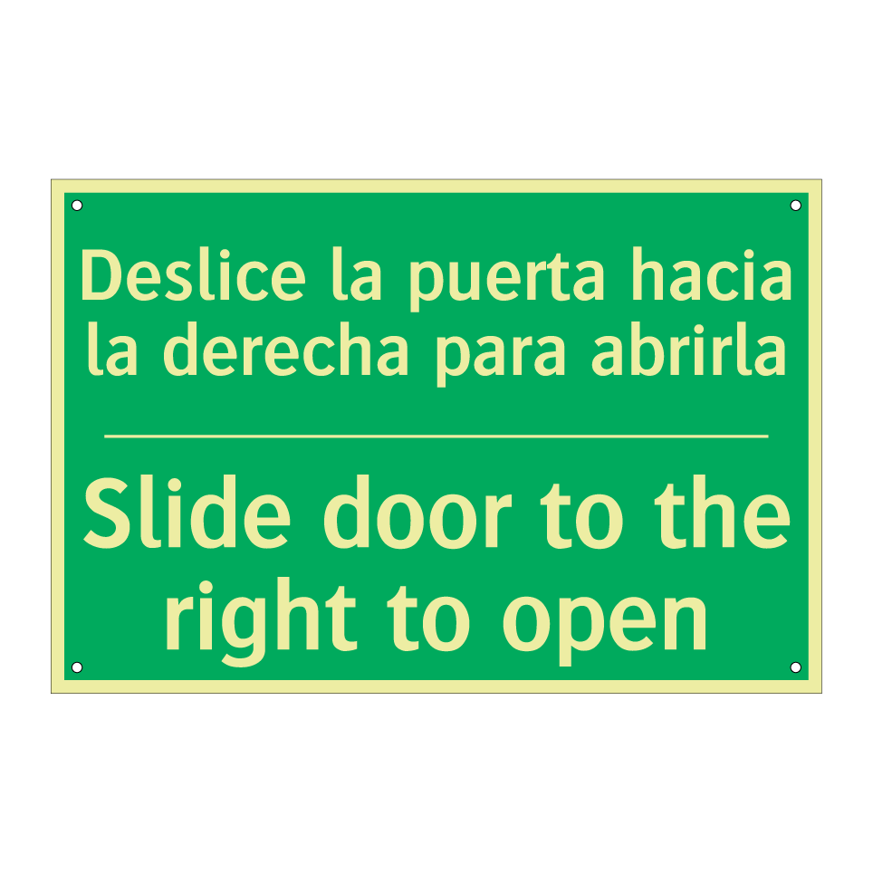 Deslice la puerta hacia la /.../ - Slide door to the right to /.../