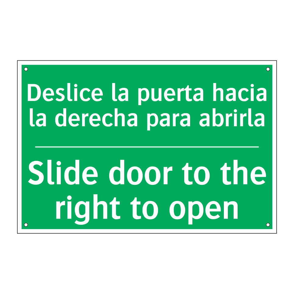 Deslice la puerta hacia la /.../ - Slide door to the right to /.../