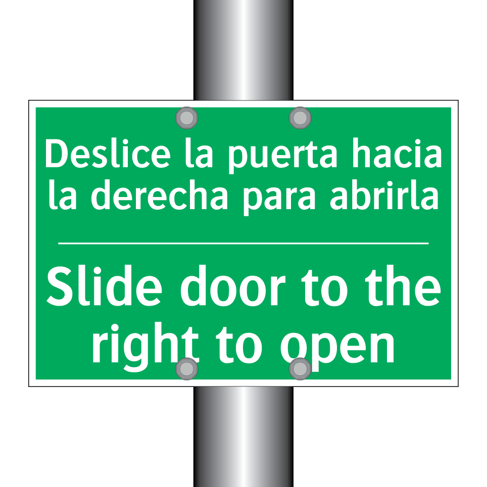Deslice la puerta hacia la /.../ - Slide door to the right to /.../