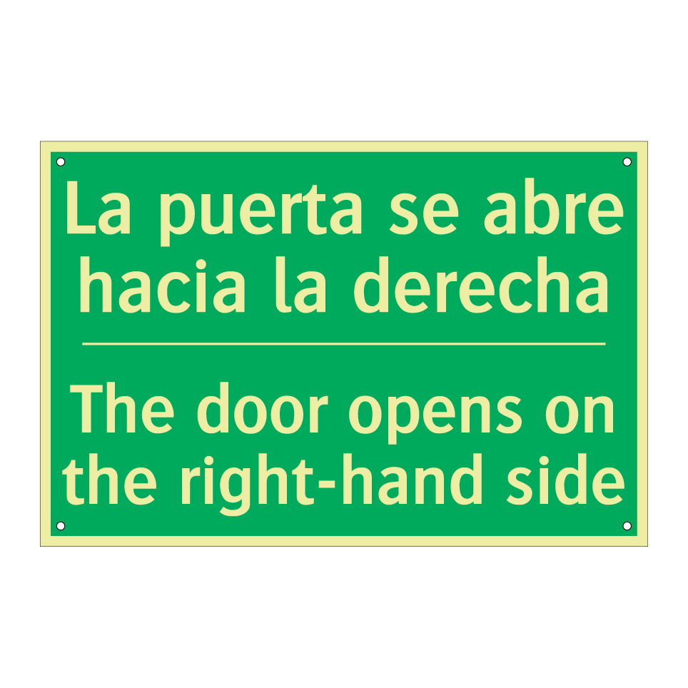 La puerta se abre hacia la /.../ - The door opens on the /.../