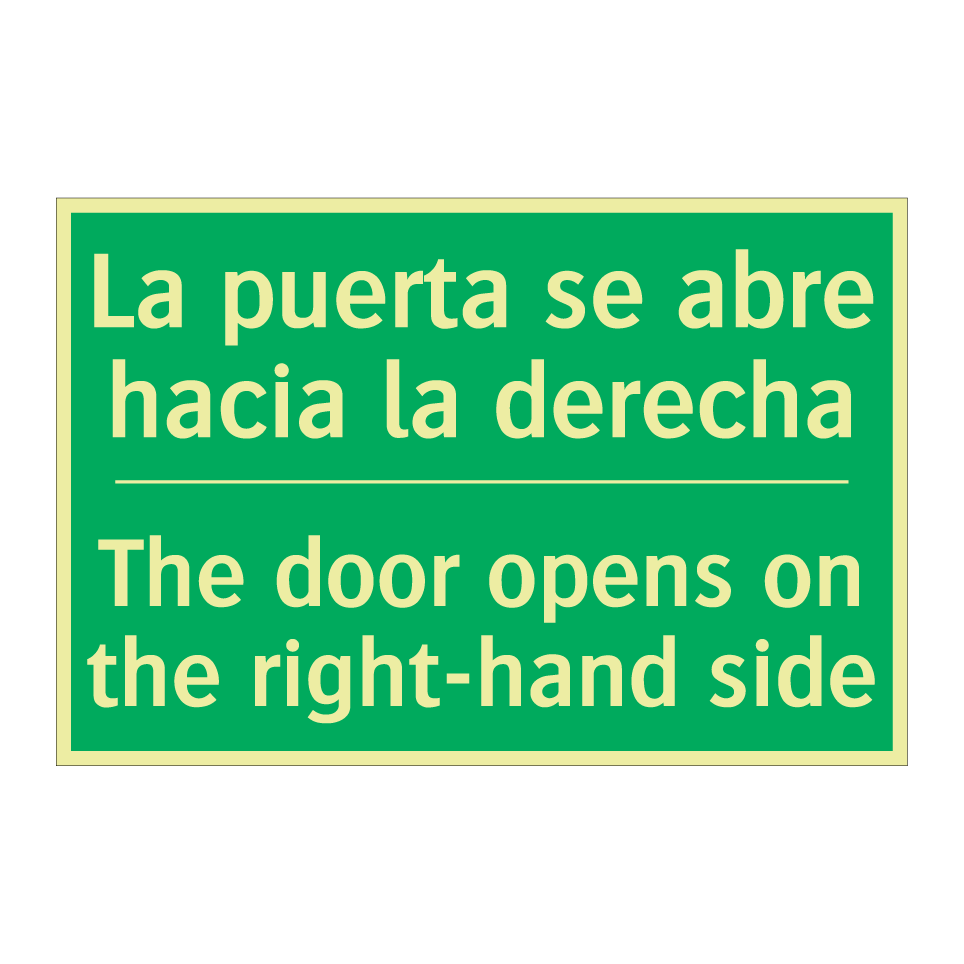 La puerta se abre hacia la /.../ - The door opens on the /.../
