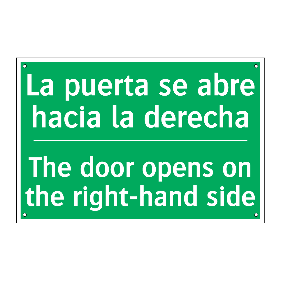 La puerta se abre hacia la /.../ - The door opens on the /.../