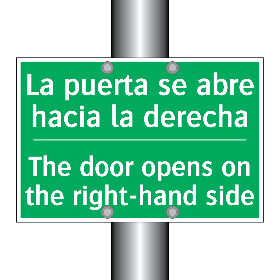 La puerta se abre hacia la /.../ - The door opens on the /.../