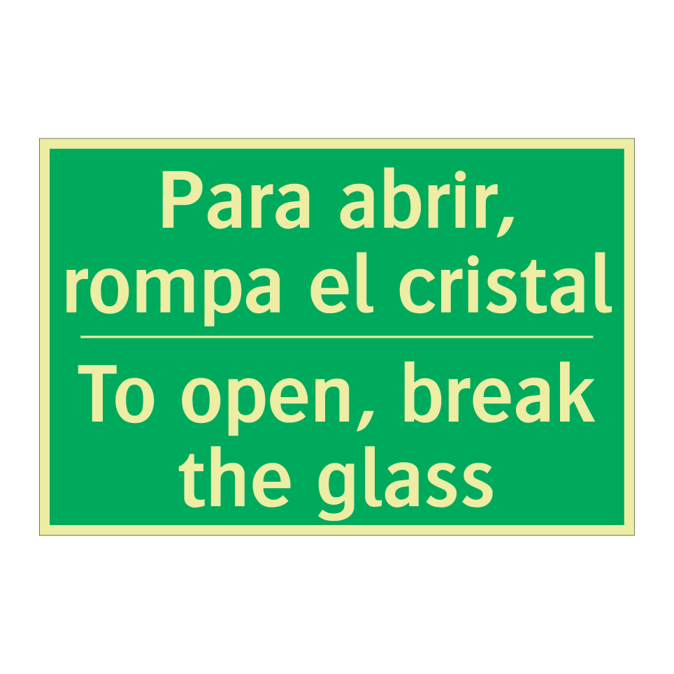 Para abrir, rompa el cristal - To open, break the glass