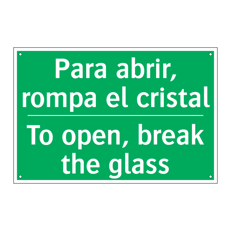 Para abrir, rompa el cristal - To open, break the glass