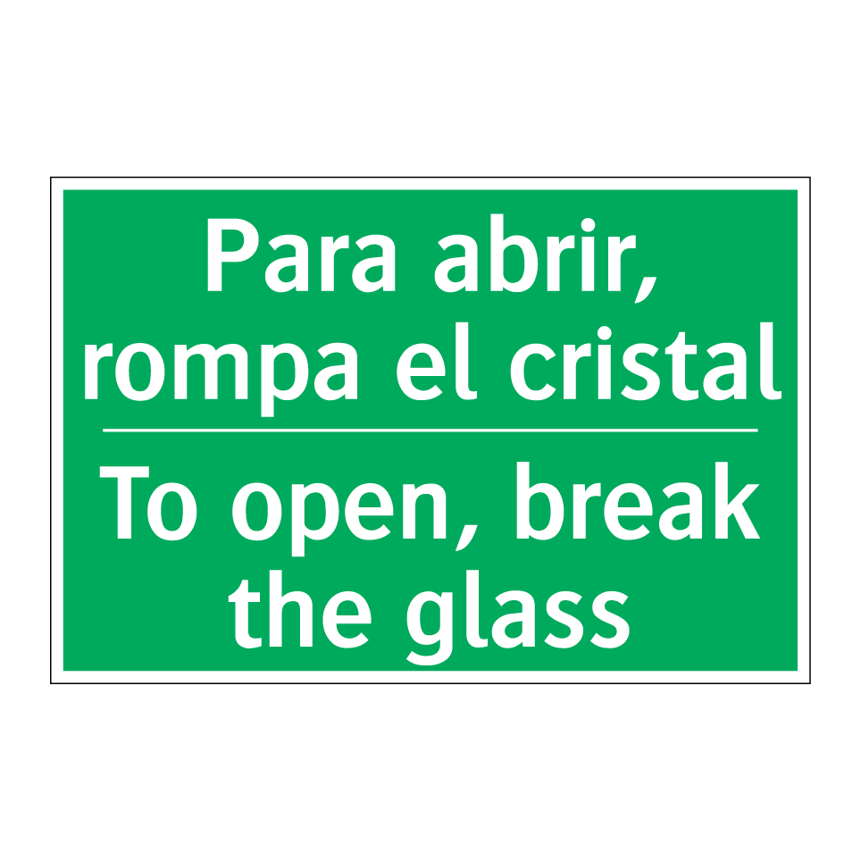 Para abrir, rompa el cristal - To open, break the glass