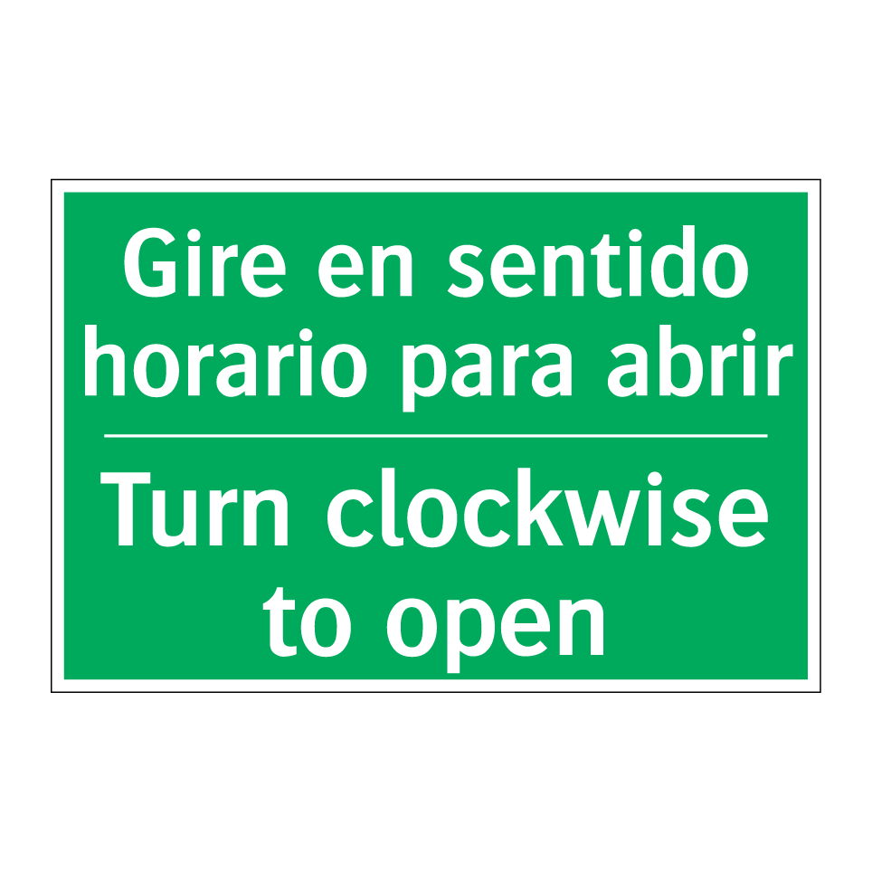 Gire en sentido horario para /.../ - Turn clockwise to open