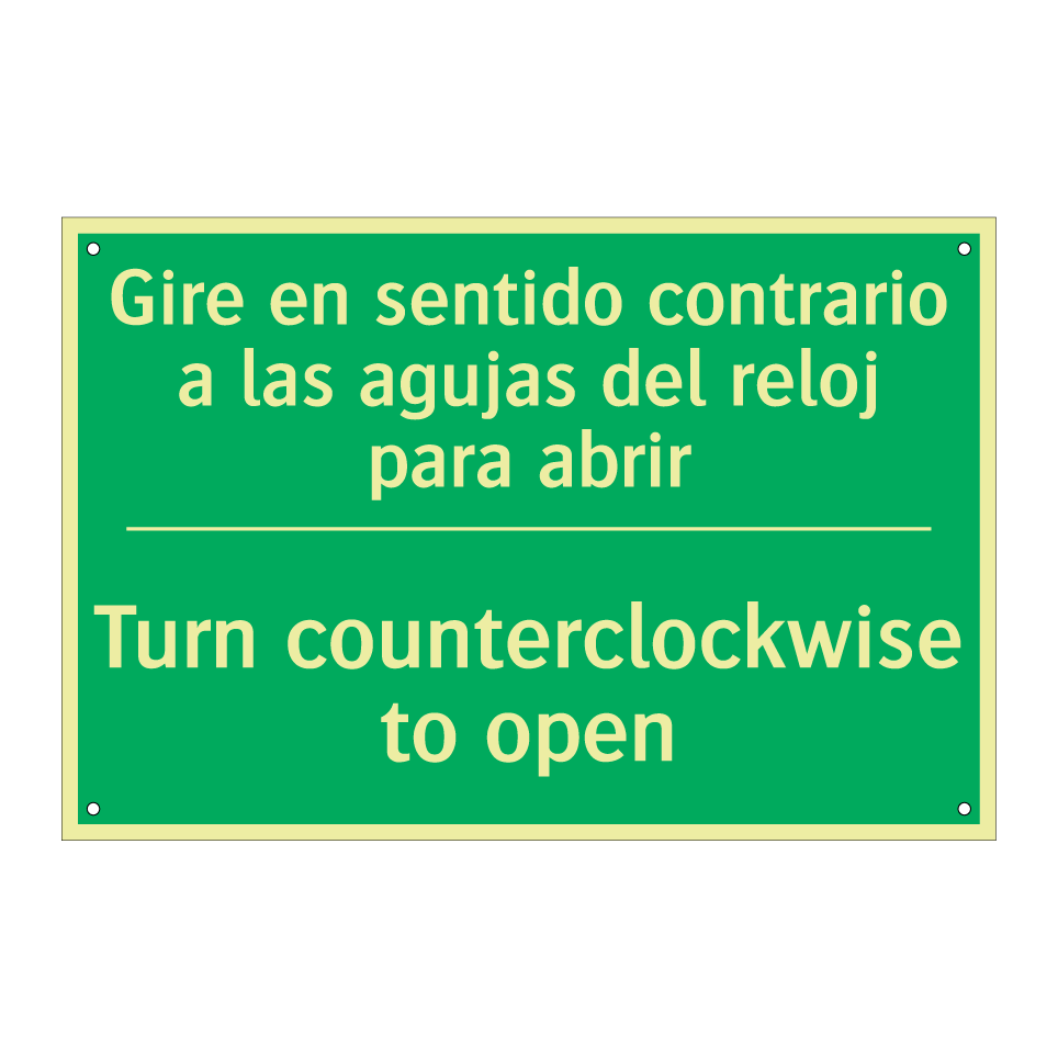 Gire en sentido contrario a /.../ - Turn counterclockwise to open