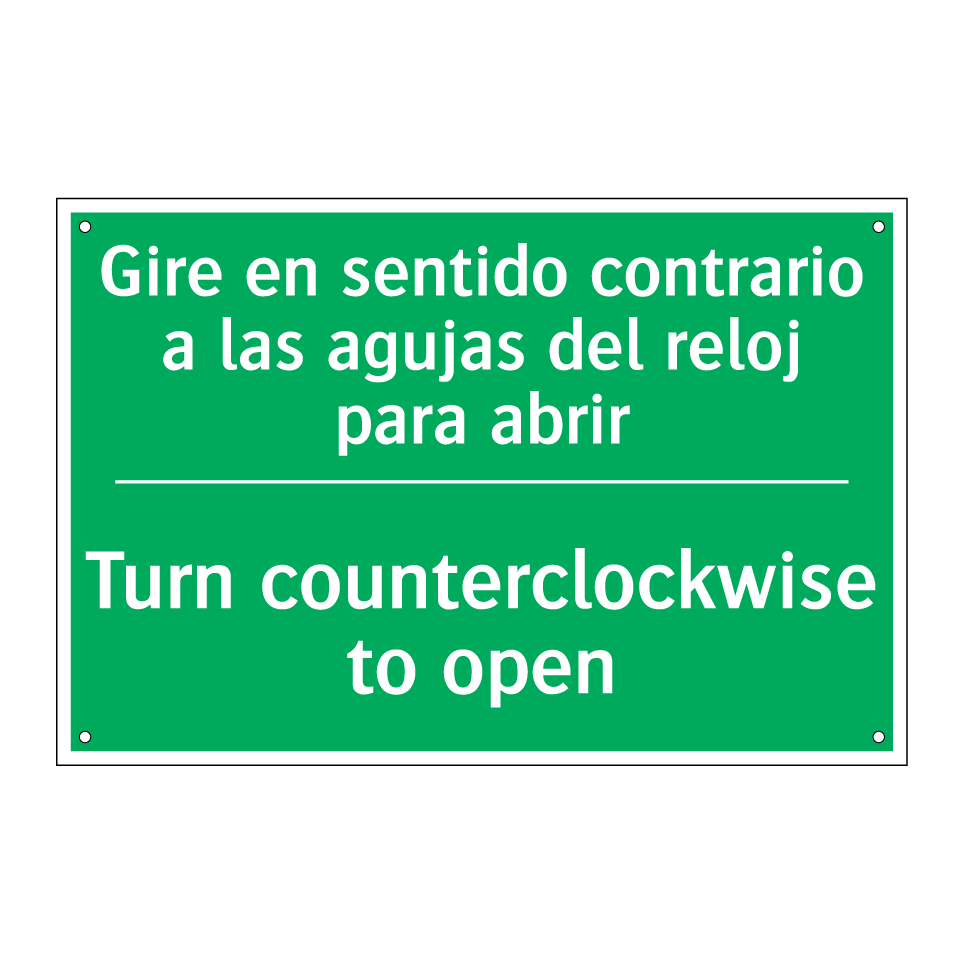 Gire en sentido contrario a /.../ - Turn counterclockwise to open