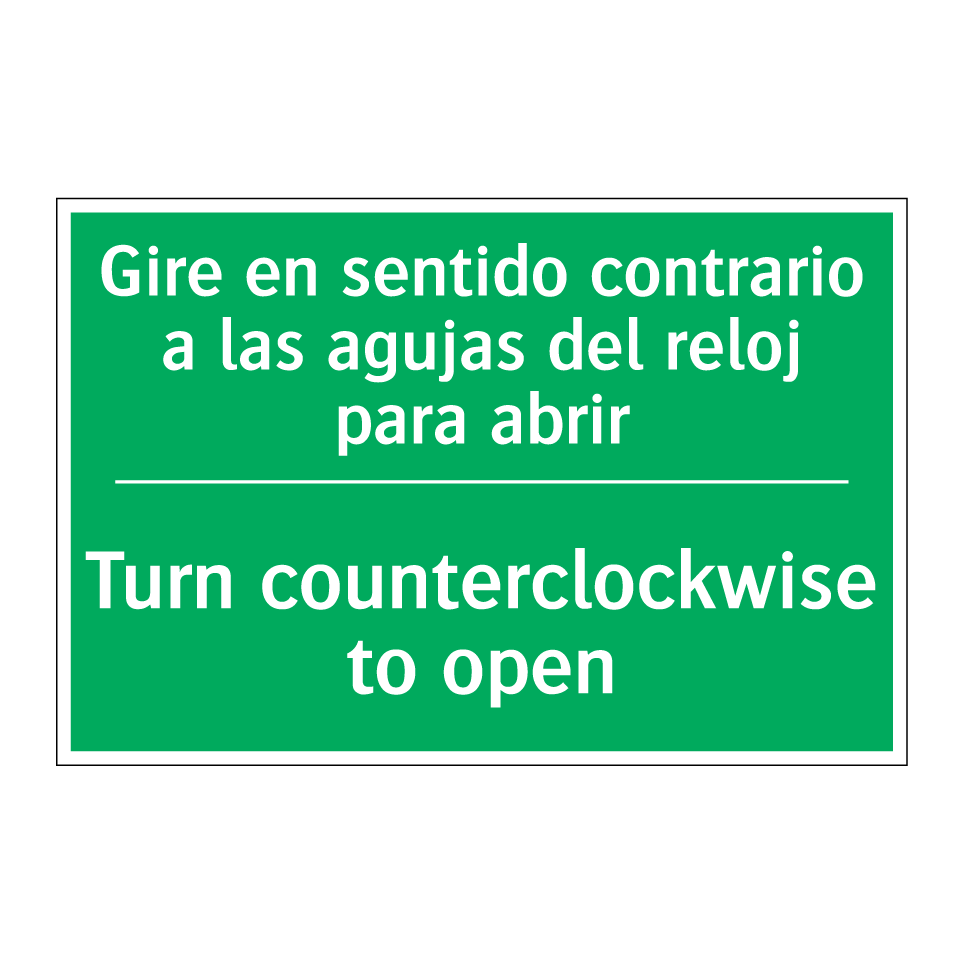 Gire en sentido contrario a /.../ - Turn counterclockwise to open