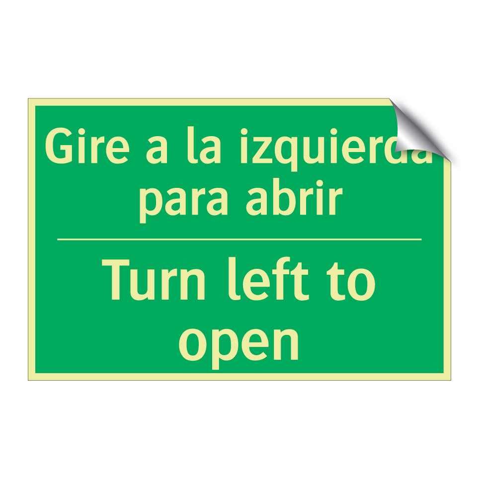 Gire a la izquierda para abrir - Turn left to open