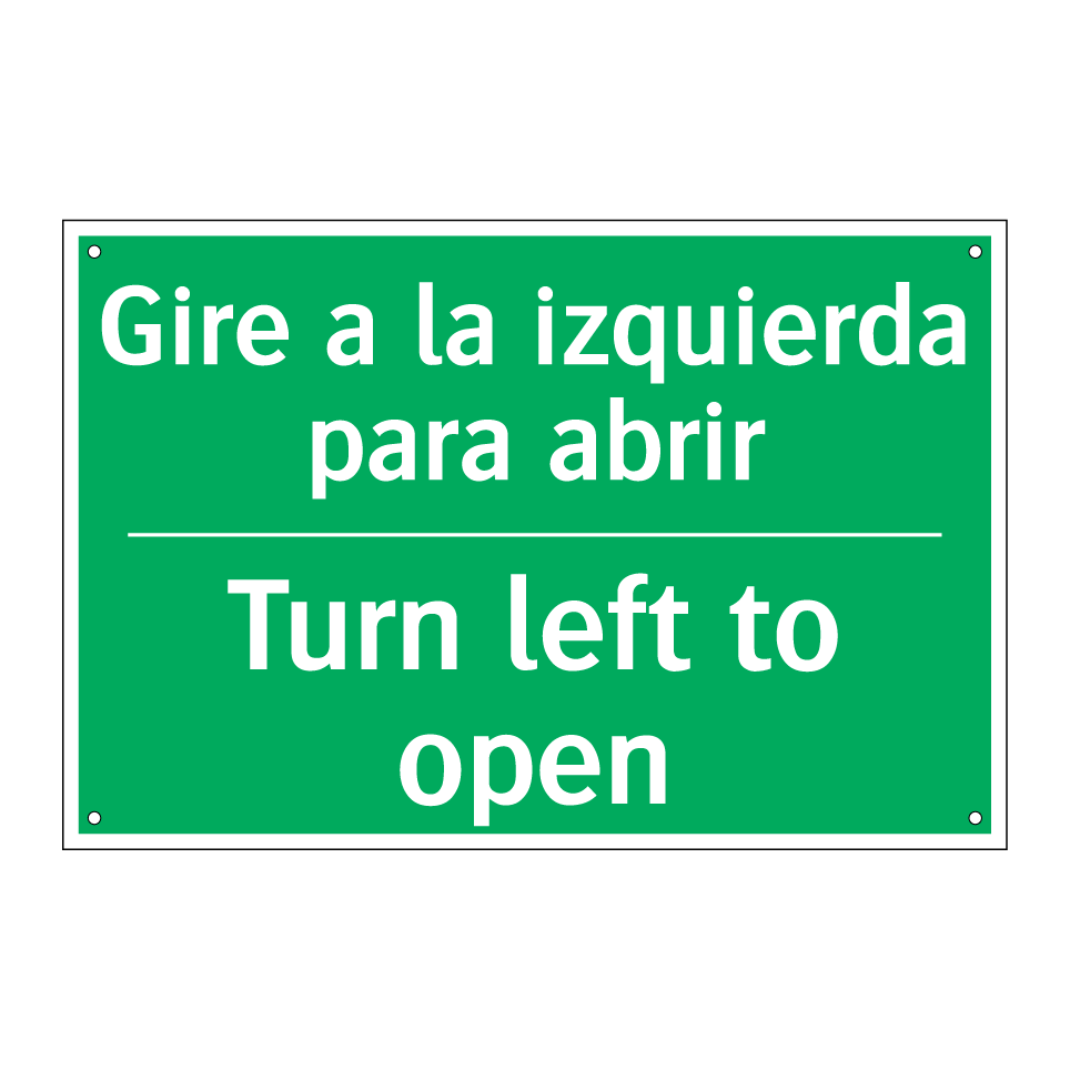 Gire a la izquierda para abrir - Turn left to open