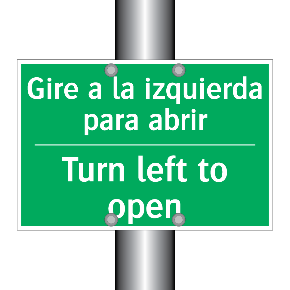 Gire a la izquierda para abrir - Turn left to open