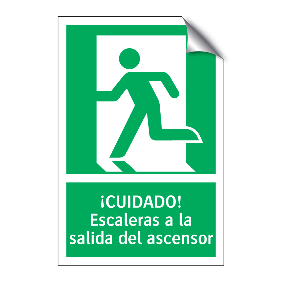 ¡CUIDADO! Escaleras a la salida del ascensor