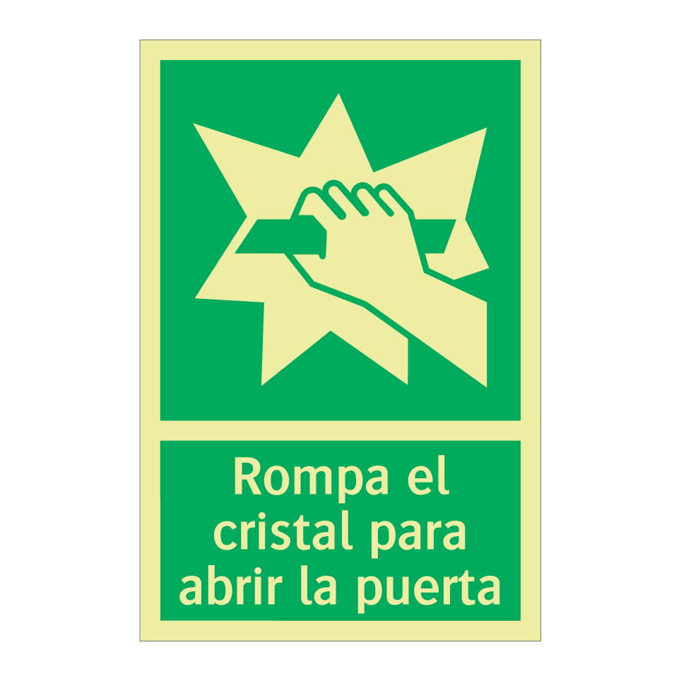 Rompa el cristal para abrir la puerta