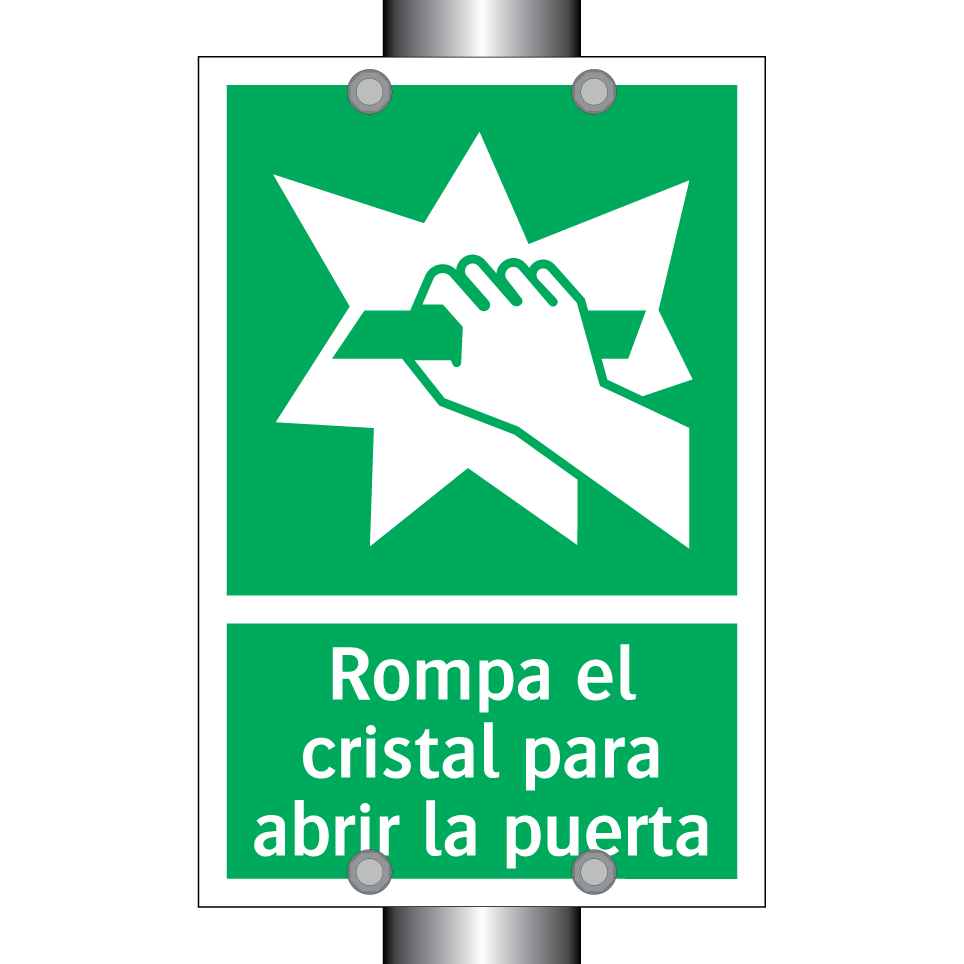 Rompa el cristal para abrir la puerta