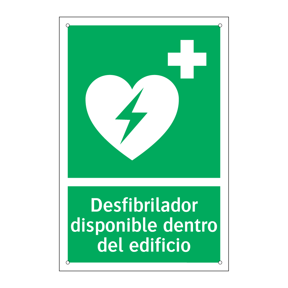 Desfibrilador disponible dentro del edificio