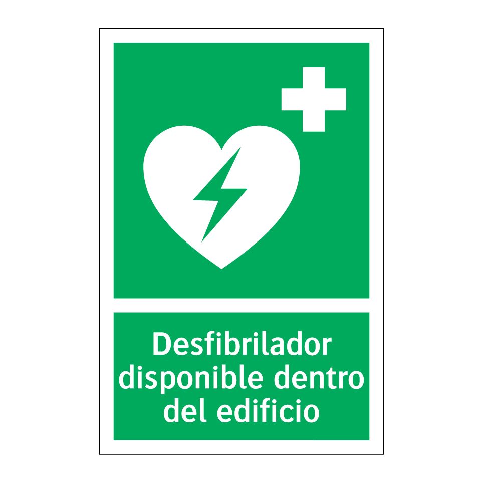 Desfibrilador disponible dentro del edificio