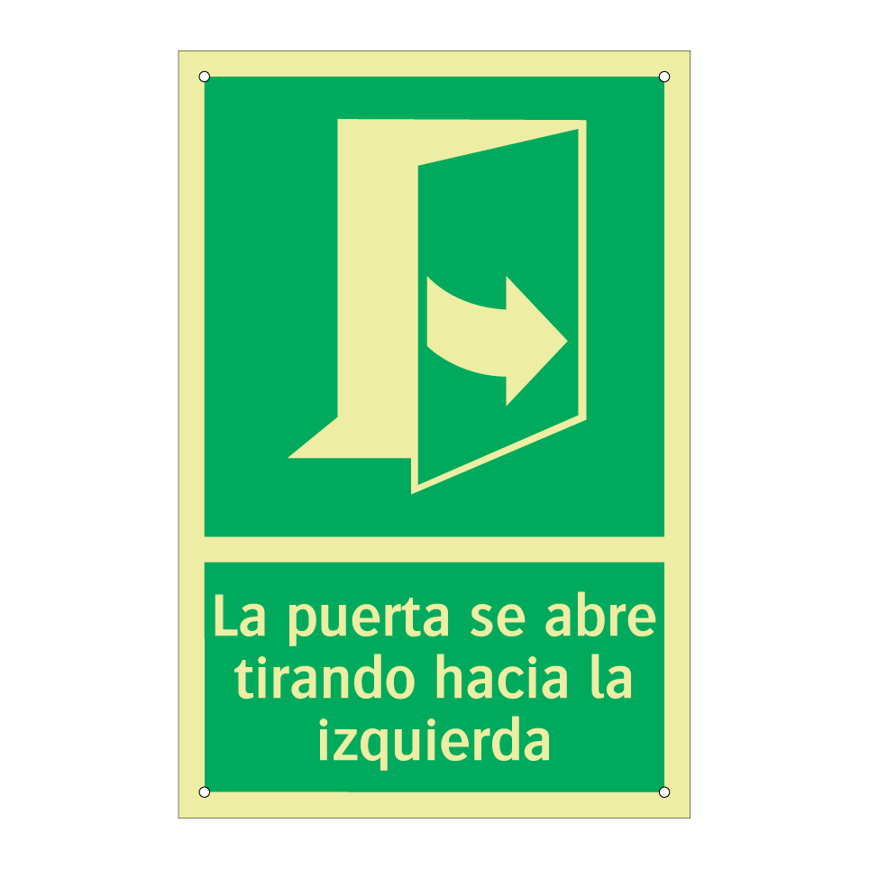 La puerta se abre tirando hacia la izquierda