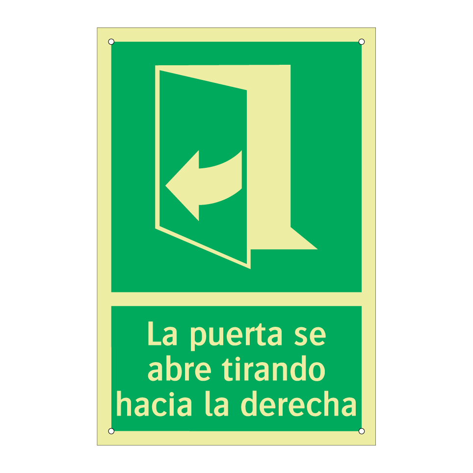 La puerta se abre tirando hacia la derecha