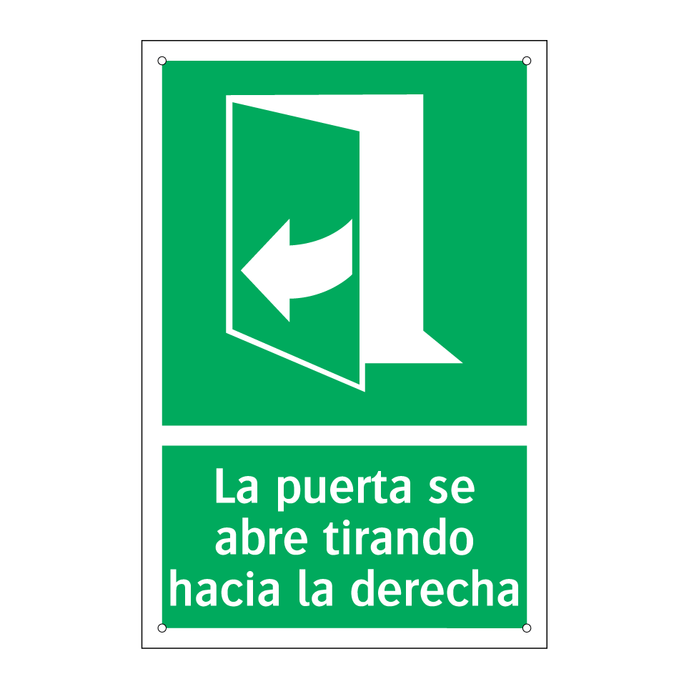 La puerta se abre tirando hacia la derecha