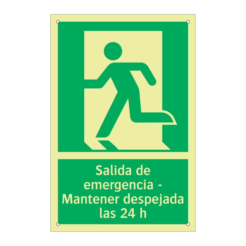 Salida de emergencia - Mantener despejada las 24 h