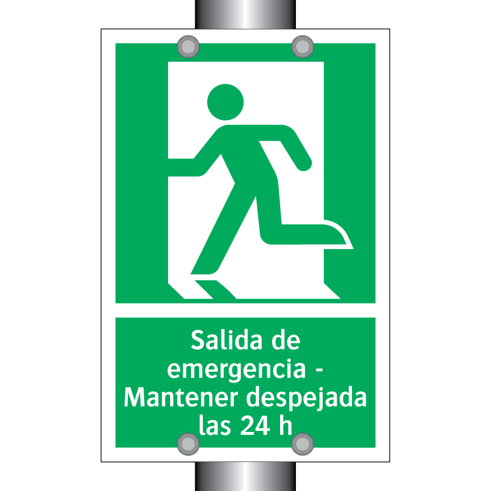 Salida de emergencia - Mantener despejada las 24 h